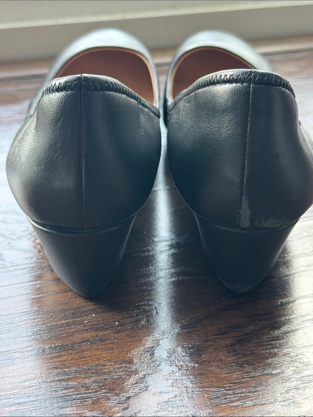 Cole Haan Black Leather Ballet Flats - Slip-On Women's Loafers - Picture 5 of 12